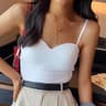 New Solid Color Womens White Top Sleeveless Camisole Tank Top Thin Straps With Cups Summer Ice Silk 3