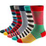 Funny Casual And Breathable Colorful Striped Cotton Dress Socks Set 5