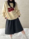 Autumn New Soft Pullover Tomato Pattern Knitted Sweater Loose Round Neck 6
