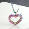 Stainless Steel Living Glass Locket Peach Heart Floating Charm Magnetic Closure Chain Necklace 5