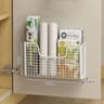 Wallmounted Kitchen Storage Box Punchfree Iron Rack For Plastic Wrap Bathroom Refrigerator Organize 4