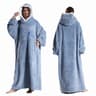 Extra Long Wearable Blankets Winter Flannel Hooded Blanket with Full Sleeves Men Women Cozy Soft Thr