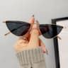 Fashion Metal Small Cat Eye Sunglasses For WomenTrendy Punk Style With Clear Ocean Lens Hip Hop Sha 9