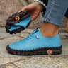 Soft Comfortable Flat Shoes For Women PU Leather LaceUp Vulcanized Casual Sneakers 9