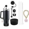 Stanley Cup Accessories Set  3 SpillProof Stoppers Flower Straw Cover Silicone Boot 2 Straws Brush  6