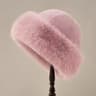 Winter Thick Warm Furry Beanies Hat For Women Imitation Mink Fur Russian Cap Solid Color Plush Brim 7