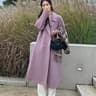 Autumn Winter Women Woolen Coat Elegant Purple Apricot MidLong Jacket Sweet Lady Chic Style Thermal 9