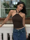Vintage Y2K Halter Backless Lace Up Tank Top For Women 1