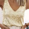 Chic Deep V Neck Sequined Tank Top Sparkly Sleeveless Club Party Vest Blouse 4