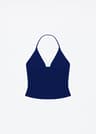 Halter V Neck Backless Strappy Triangle Cup Crop Top 2