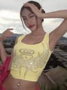 Pink Ribbed Crop Tank Top For Women Slim Fit Streetwear Club Cami 2