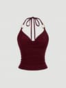 Muse Backless Halter Top Drape VNeck Tie Back Crop Cami For Nights Out 1