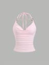 Muse Backless Halter Top Drape VNeck Tie Back Crop Cami For Nights Out 0