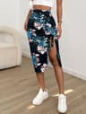 Elegant Ruched Bodycon Midi Skirt With Adjustable Drawstring  Side Slit 2