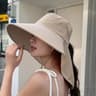 Wide Brim Ponytail Sun Hat With Neck Protection For Women Outdoor UV Fishing  Beach Hat 0