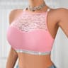 Elegant Floral Lace Ribbed Lace Camisole Sleeveless Ribbed Tank Top For Women 0