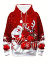 Oversized Men Clothing Hoodie Christmas Hoodie With Hood Men 3D Santa And Reindeer Print Winter Par 2