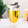 Insulated Coffee Mug Double Wall Glasses With Silicone Lid High Borosilicate Glass Cup Drinkware 8
