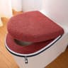 Thickened Double Toilet Seat Cushion Set Winter Comfort Zipper Handle Machine Washable Universal Ho 0