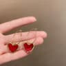 Heart Pearl Drop Earrings Sweet Elegant Geometric Jewelry 7