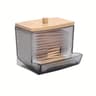 Clear Acrylic Cotton Swab Holder With Bamboo Lid Rectangular Bathroom Storage Container 7