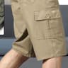 Mens Cotton Cargo Shorts with Zipper Pockets and Elastic Waist  KneeLength Summer Shorts