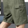 Mens Cotton Cargo Shorts with Zipper Pockets and Elastic Waist  KneeLength Summer Shortsjpg