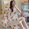 Womens Cartoon Print Nightgown Plus Size Short Sleeve Summer Sleepwear Dress 11