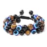 Natural Tiger Eye And Hematite Double Layer Beaded Bracelet 20