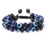 Natural Tiger Eye And Hematite Double Layer Beaded Bracelet 18