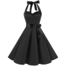 Womens Vintage Polka Dot Halter Dress With A Line Silhouette 10
