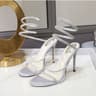 Womens Rhinestone Gladiator Sandals With Thin High Heels And Wraparound Straps 6