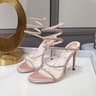 Womens Rhinestone Gladiator Sandals With Thin High Heels And Wraparound Straps 8