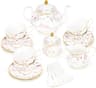 Elegant Porcelain Tea Sets For Adults  Floral Tea Cups Set Of 6 With Sugar Bowl  Creamer 8