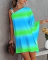 Summer Commuter Womens Dress One Line Diagonal Neck Off Shoulder Solid Color Printed Metal Strap Ba 12