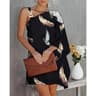 Summer Commuter Womens Dress One Line Diagonal Neck Off Shoulder Solid Color Printed Metal Strap Ba 13
