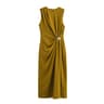 Summer New Womens Casual Fashion Simple Pleated Decoration Temperament Round Neck Sleeveless Midi D 5
