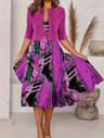 Autumn New Womens Long Dress TwoPiece Set Floral Print Round Neck Dress Coat For Women 13