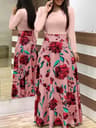 Long Dresses Autumn Flower Color Matching Dresses Womens Clothing 7