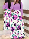 Long Dresses Autumn Flower Color Matching Dresses Womens Clothing 11