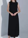 Women Dress Casual Vest Loose Draped Straight Skirt Round Neck 1