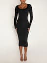 Stretch Winter Dresses Womens Long Sleeve UNeck Bodycon Midi Jumper Dress 3