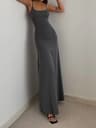 Waist Cinched High Skirt Mid Length Vest Solid Color Long Skirt Jumpsuit European And American Styl 7