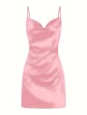 Voom Satin Hip Suspender Dress Womens Dress For Parties Elegant Satin Dress For Evening Wear Sexy A