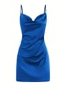 Voom Satin Hip Suspender Dress Womens Dress For Parties Elegant Satin Dress For Evening Wear Sexy A