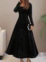 Elegant Plus Size Womens Bohemian Long Sleeve Dress In Korean Fleece Fabric 5