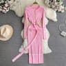 Autumn Winter New Round Collar Slim French Style Wrap Hip Dress 4