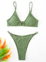 Riviera Chic Ribbed Bikini Set With Metal Ring Detail And High Cut Bottom 7