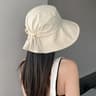 Womens Wide Brim Foldable Beach Sun Hat With Bow For Travel 6