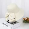 Women Ribbon Bow Straw Beach Sun Hat 3